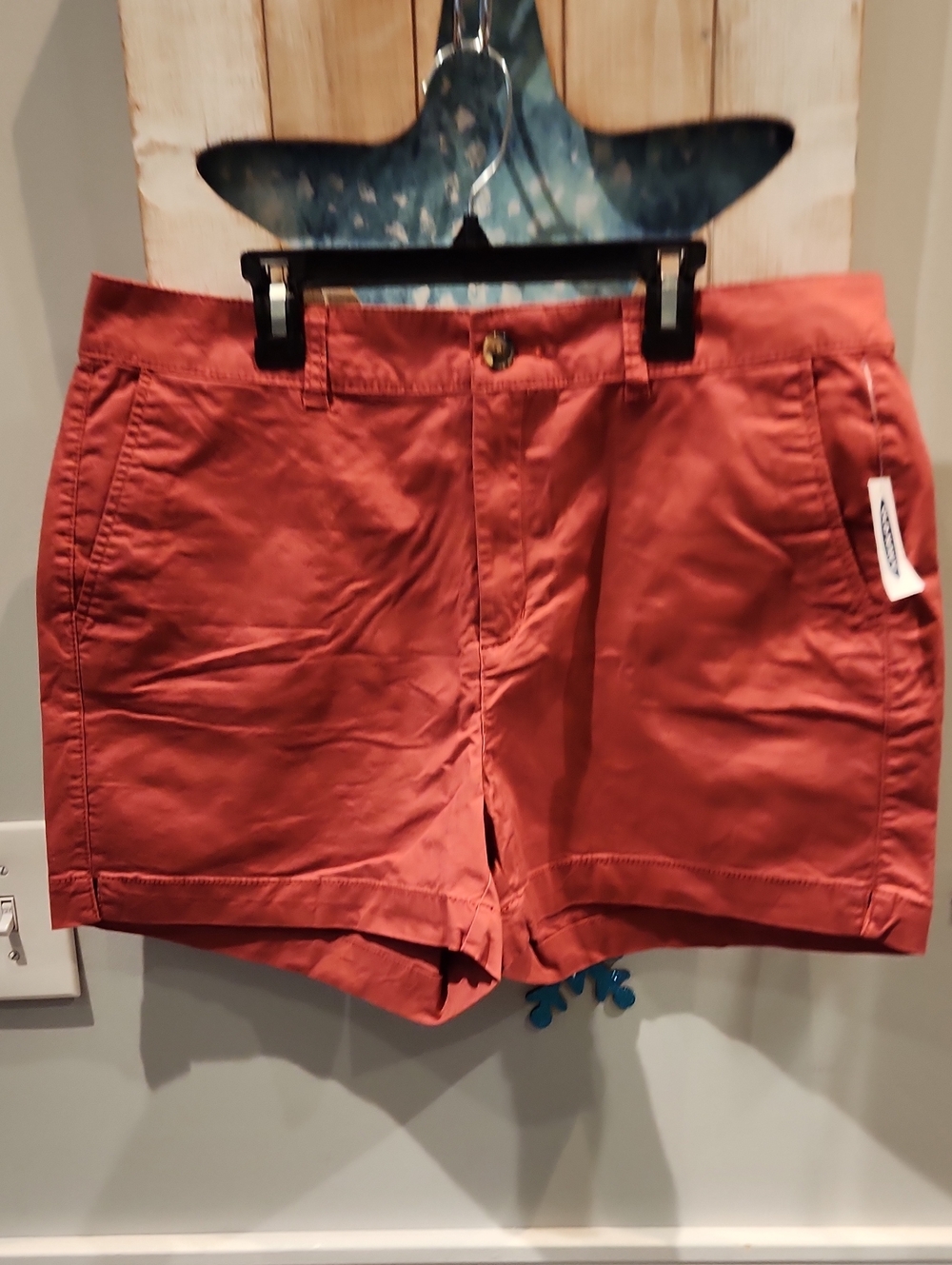Old Navy Rust Red Cotton High-Rise Bermuda Shorts Sz 12